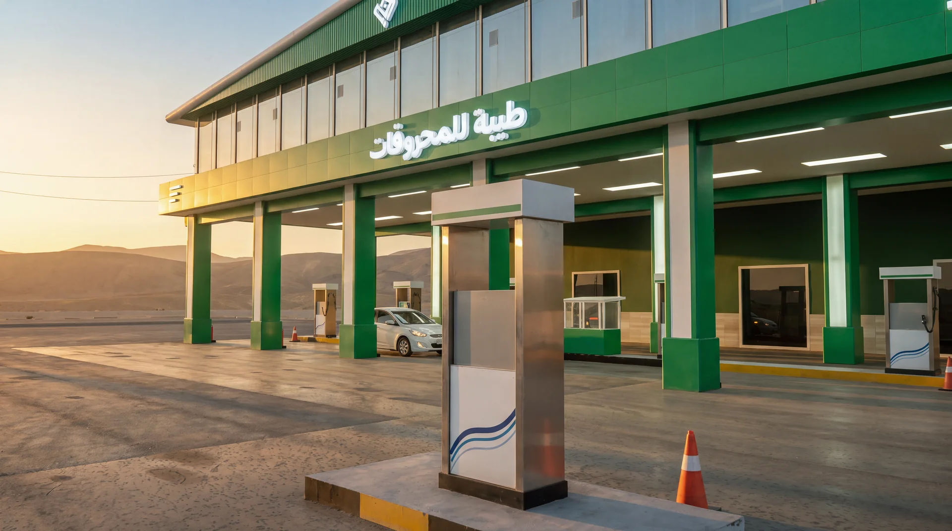 محطة طيبة مع شروق الشمس